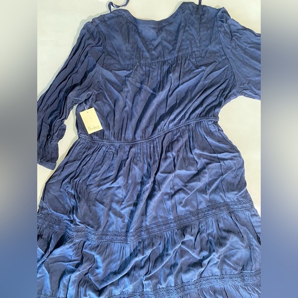 NEW Plus Size Nurture Westbound Long Sleeve VNeck Midi Dress Rayon Navy $89 - Picture 12 of 12